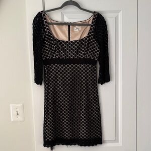 Milly Black Lace and Cream satin Long Sleeve Dress vintage Sz 4